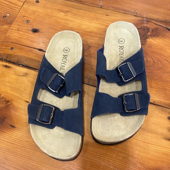 royal class Other - Royal Class Leather Navy Blue double buckle sandals size 9